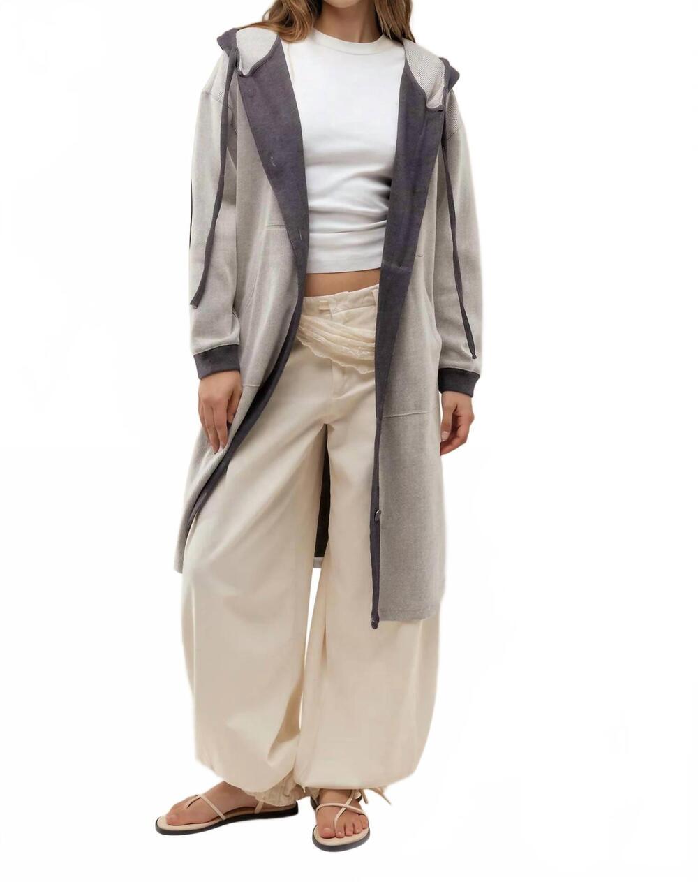NEW FREE PEOPLE tomorrows sweatshirt cardigan in grey combo